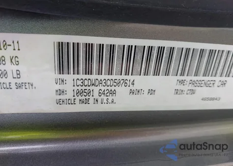 2012 Dodge Caliber Sxt из США, поврежденный, VIN 1C3CDWDA3CD507614